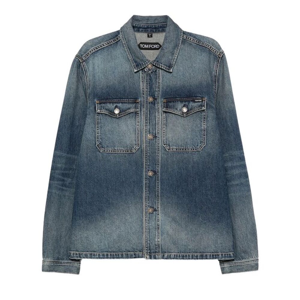 Tom Ford Men Giacca In Denim Con Effetto Schiarito